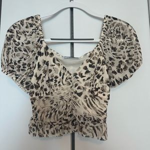 Urban outfitters leopard ruffle crop top